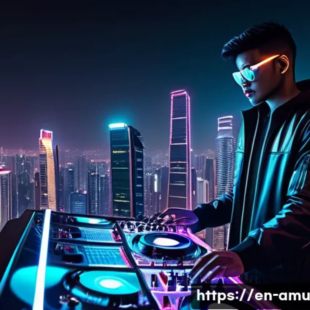 동남아 EDM 페스티벌 히트곡 Big City Lights - **A DJ's Rooftop Genesis in Neon Cityscape**
Generate an image depicting a diverse, young adult ...