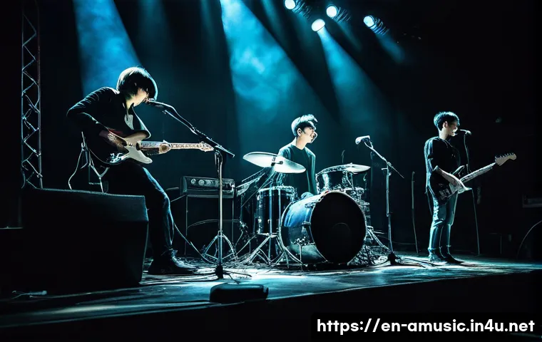 중국 인디 밴드의 대표곡  Perfect Day   by Carsick Cars - A gritty indie rock band performing live on a dimly lit underground stage in Beijing, featuring a le...