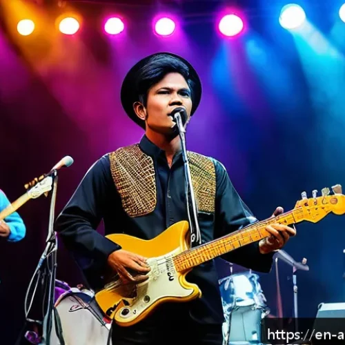 Home 30 캄보디아 록 음악 대표 곡 Chnam Oun 16 by Sinn Sisamouth - A vibrant 1960s Cambodian rock band performing on stage in Phnom Penh, featuring jangly electric gui...
